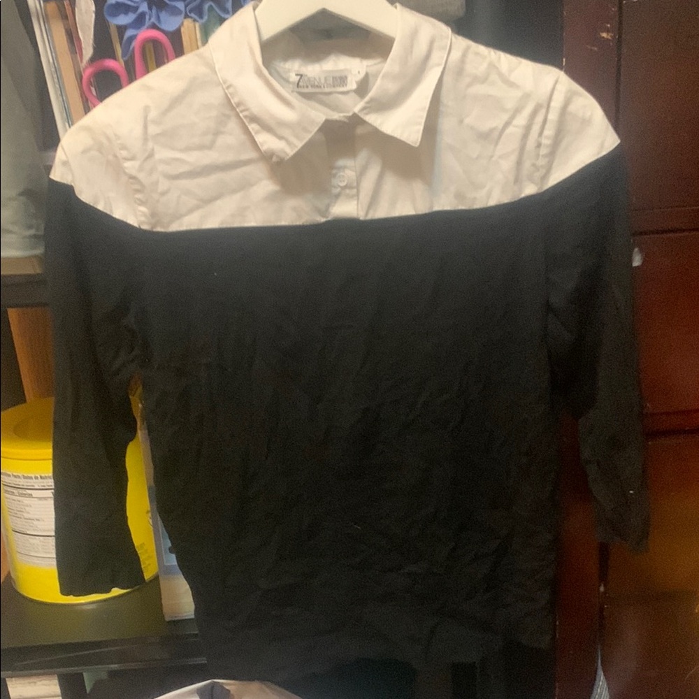 Black and White Collared Shirt